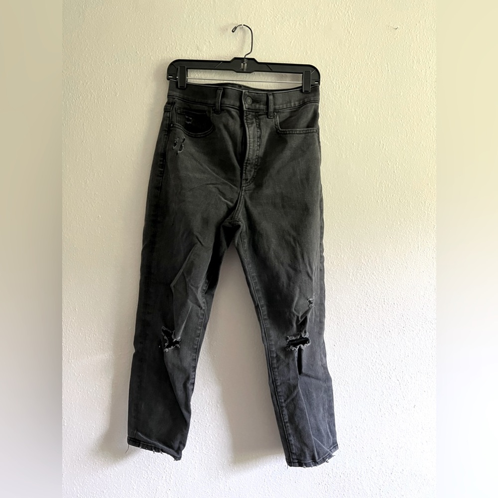 Distressed black jean
